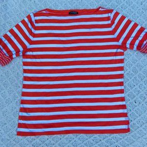 Ralph Lauren Stripped Short Sleeve Blouse Size XL in Excellent Condition